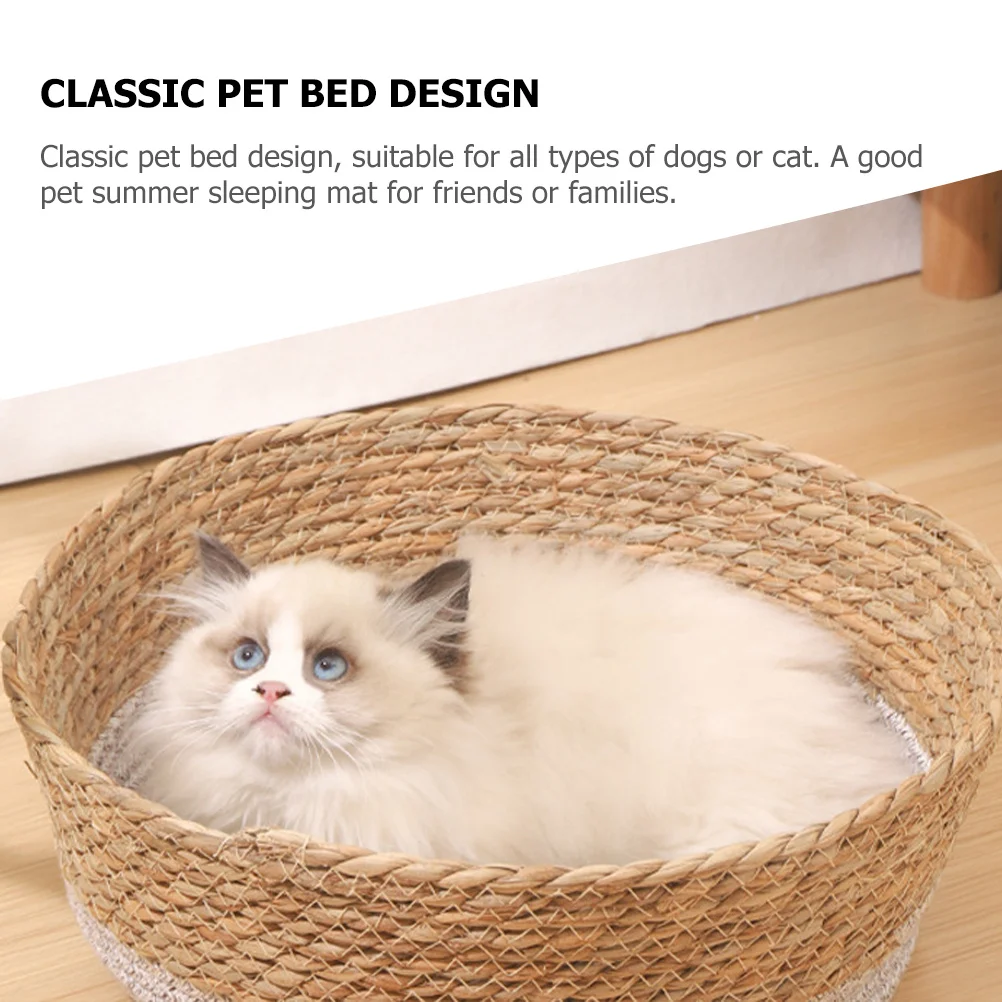 

Comfortable Pet Nest Summer Cat Bed Woven Design for Home Use Breathable Cat Sleeping Bed for Small Dogs and Kittens