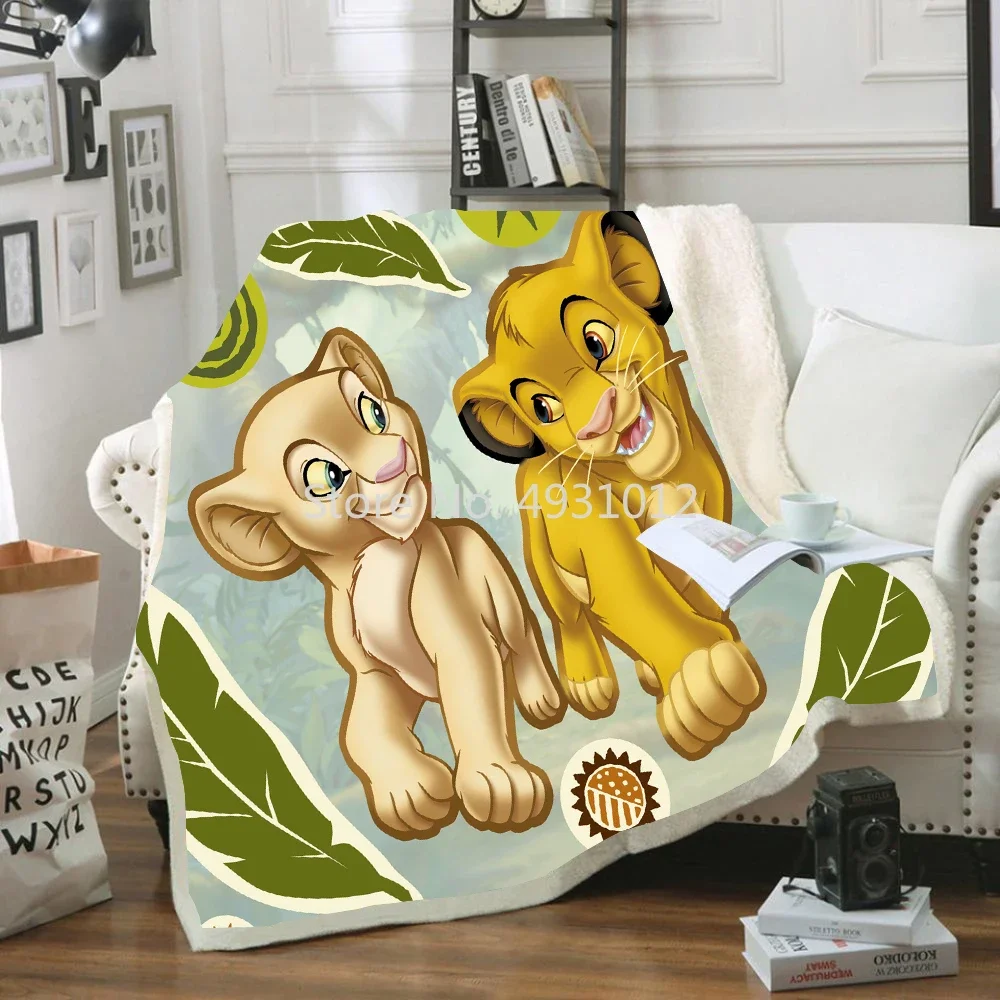 Anime Cute Simba Lion King Friends Nap Blanket 70x100cm Soft 3D Flannel Lamb Sherpa Blankets Baby Kids Gift Throw Sofa Bedroom