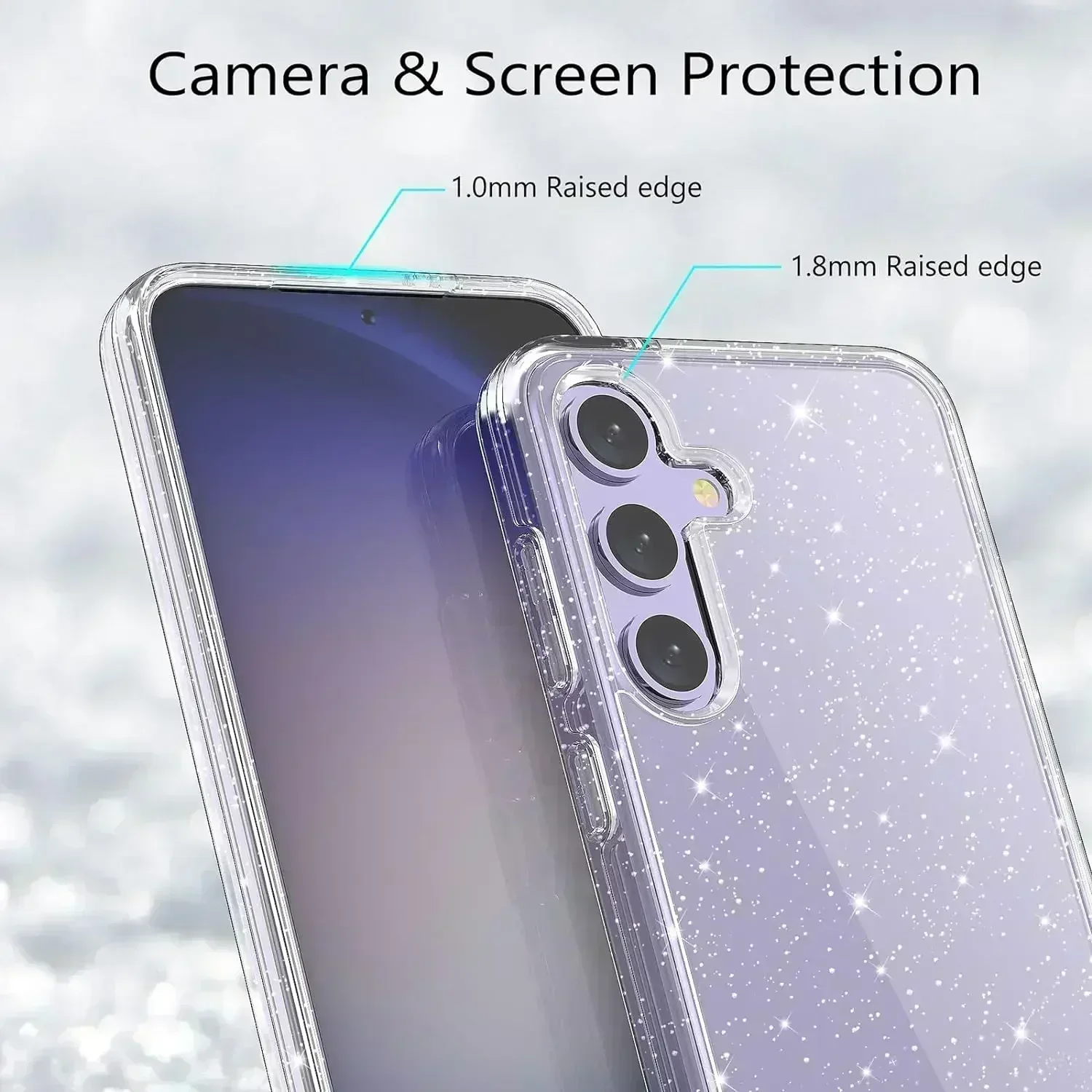 Glitter Clear Phone Case For Samsung Galaxy S24 Ultra S23 FE S22 S21 Plus S20 A54 5G A34 A33 A14 A53 A52 A13 A51 Note 20 Cover