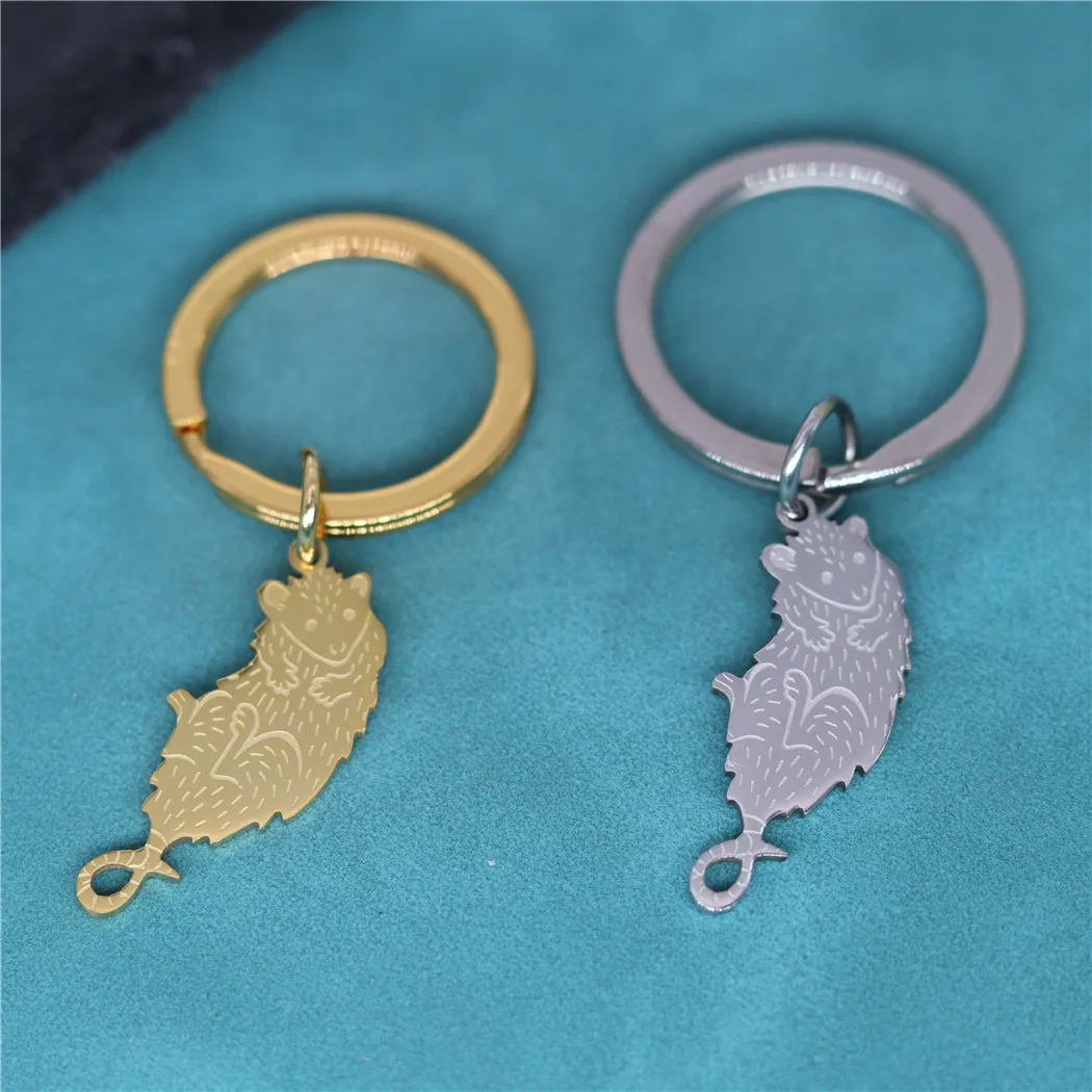 

Wildlife Opossum Pendant Keychain Stainless Steel Keyring Marsupial Possum Animal Key Chains For Men Women Birthday Gift