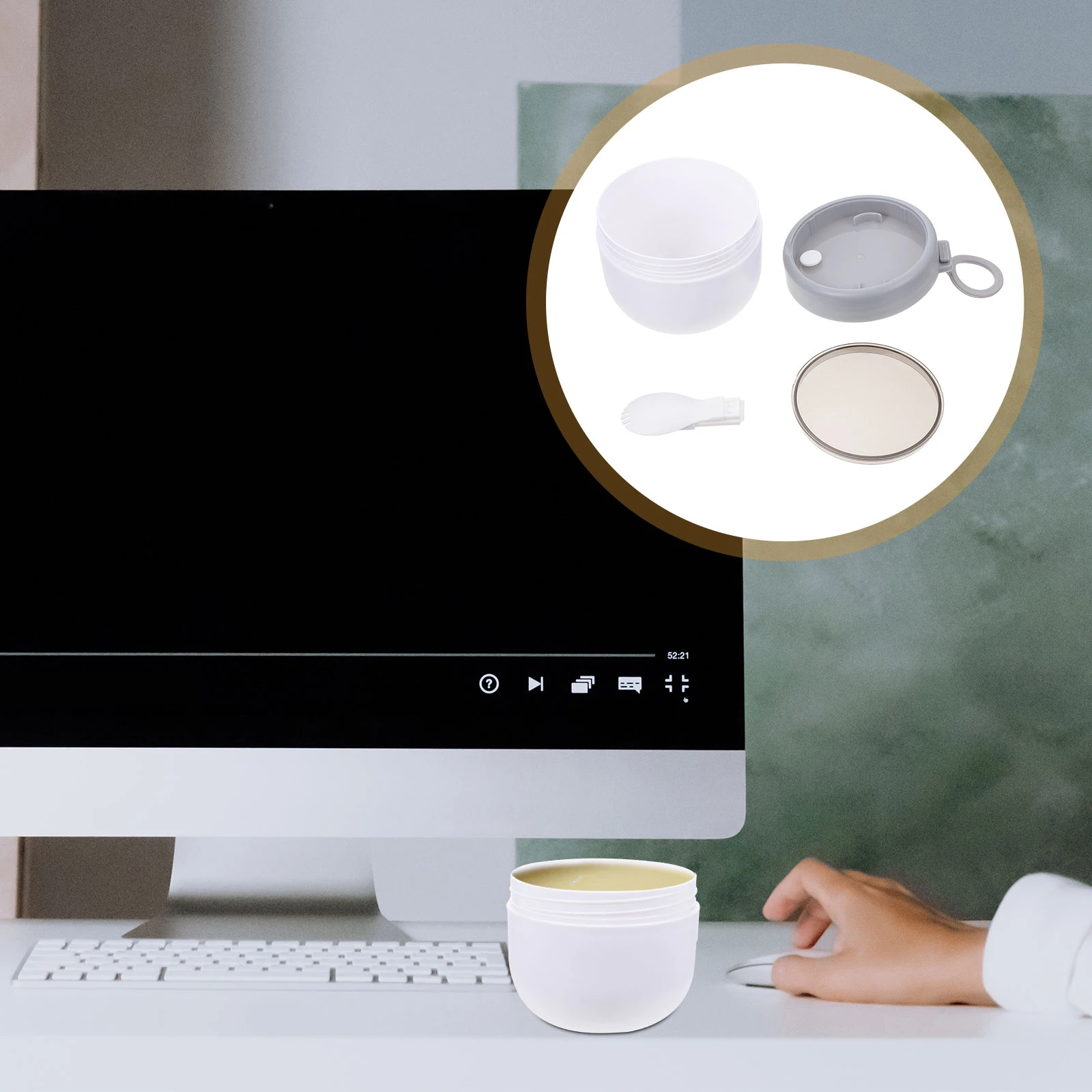 

Breakfast Cup Microwave Porridge Bowl with Lid Small White Plastic Microwavable Soup Container Child