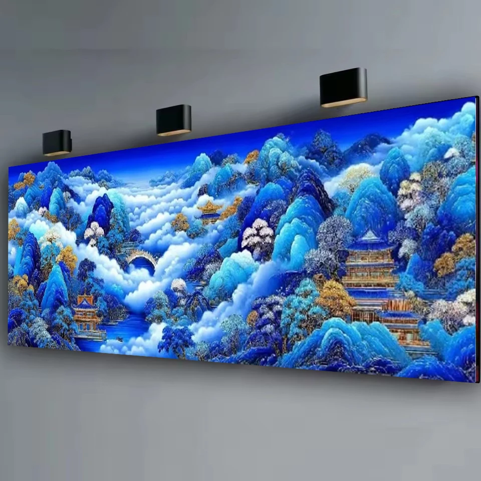 

Большой размер, красивый горный пейзаж, большой 5D Diy алмазная живопись, полный квадратный круглый мечтательный пейзаж, мозаика, алмазная вышивка