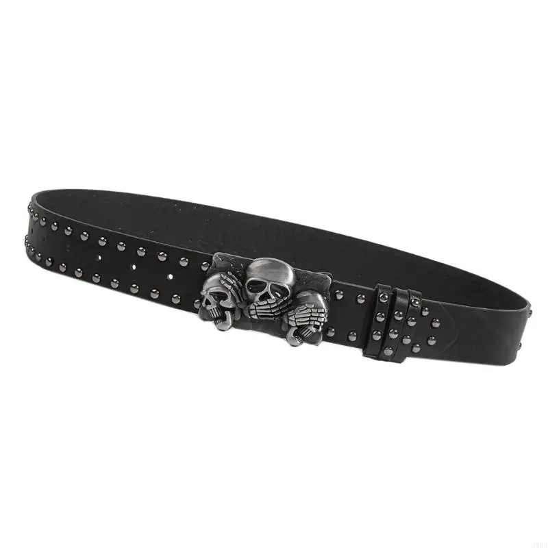 

652F Skull Buckle Waist Belt Buckle Punk Trendy Chain Costume Belt for Wrap Dress Suit Skirt Jeans Jewelry