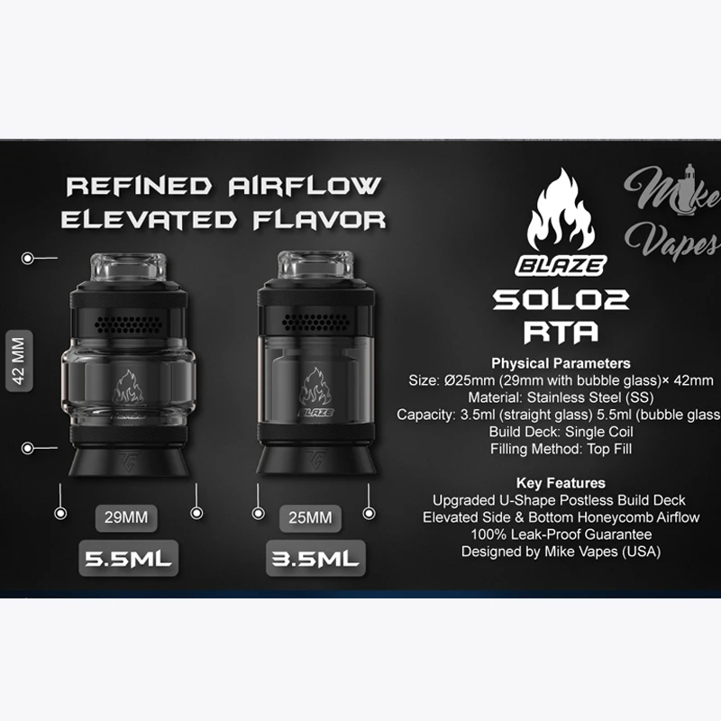 الأصلي ThunderCloud Blaze Solo 2 RTA البخاخة 3.5 مللي/5.5 مللي لفائف واحدة 25 مللي متر تتحمل واسعة 810 بالتنقيط تلميح مانعة للتسرب خزان السجائر الإلكترونية #4