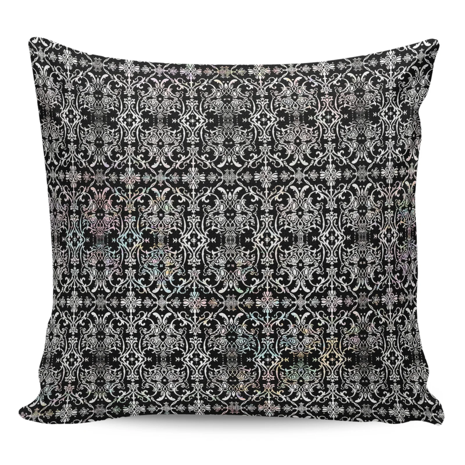 2/4PCS Waterproof Pillow Cover Floral Flower Texture Black Square Throw Pillowcase Home Decoration Sofa Cushion Cover