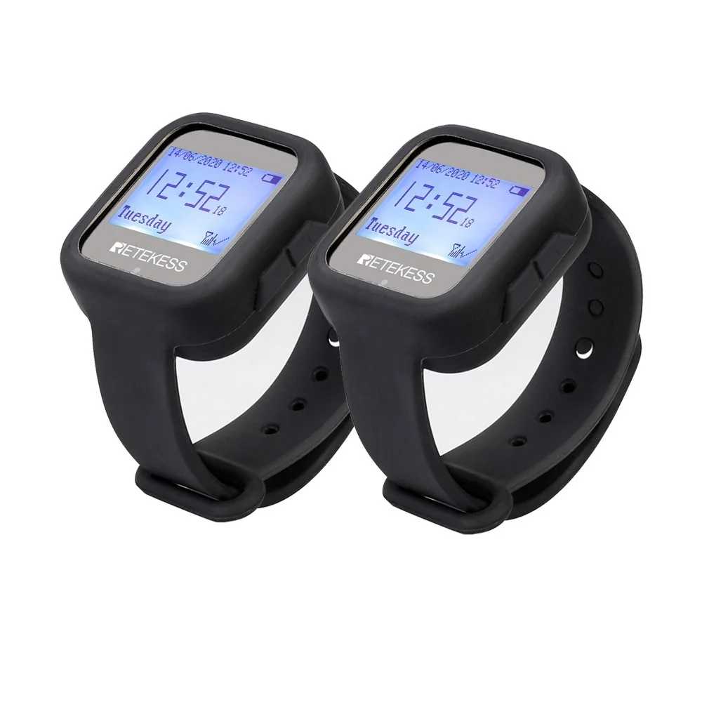 Top! 2pcs TD106 Waterproof Wireless Watch Receiver Restaurant Pager Waiter Call 433MHz For Hookah Cafe Office Bar