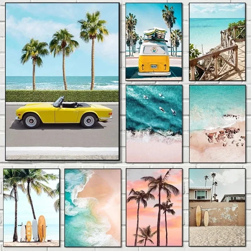 Mosaico 5D DIY, Pintura de Diamantes, Manualidades Artísticas, Verano, Playa, Palmeras, Vista al Mar, Kits de Punto de Cruz, Decoración del Hogar, Regalo Acogedor