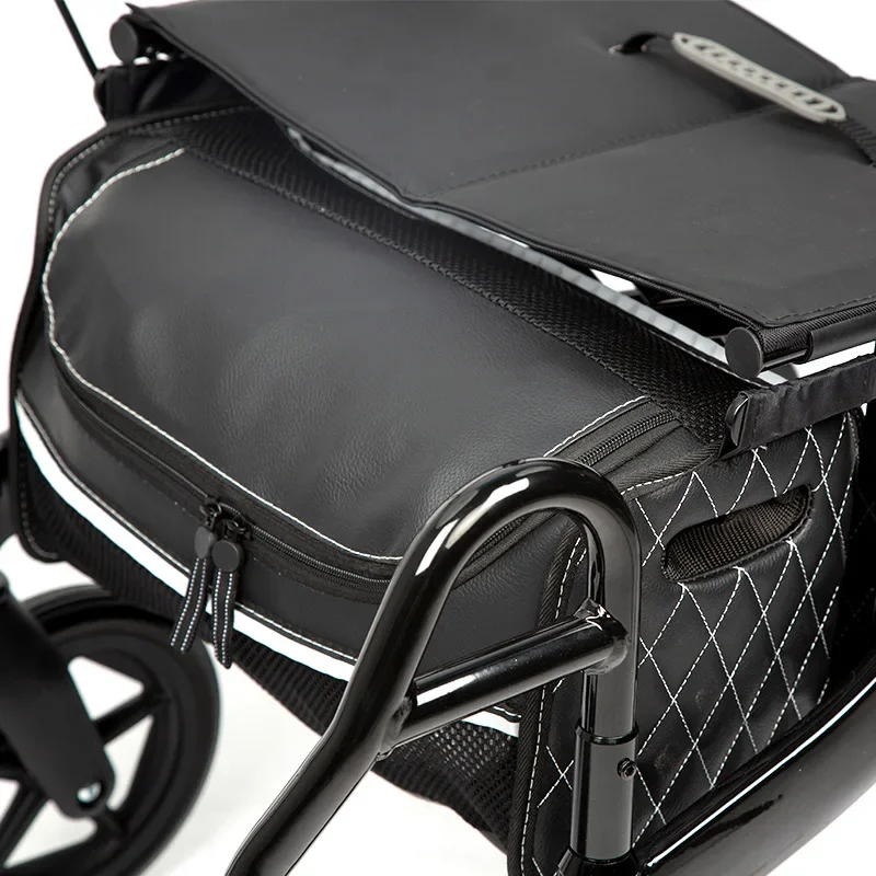 Foldable electric outdoor walker rollator with seat