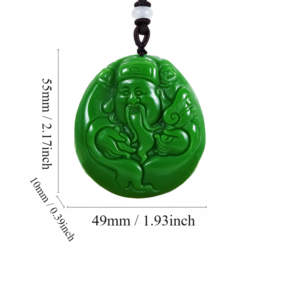 

Natural Green Hetian Jade God of Wealth Pendant Jasper Necklace Pendants Accessories Talismans Jewelry Gemstones Vintage Amulet