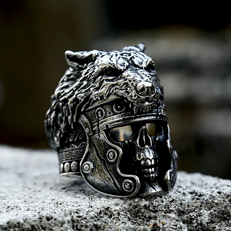 Beier 2022 New Fashion Stainless Steel Viking Vintage Roman Wolf Warrior Ring For Men Top Quality Jewelry Dropshipping