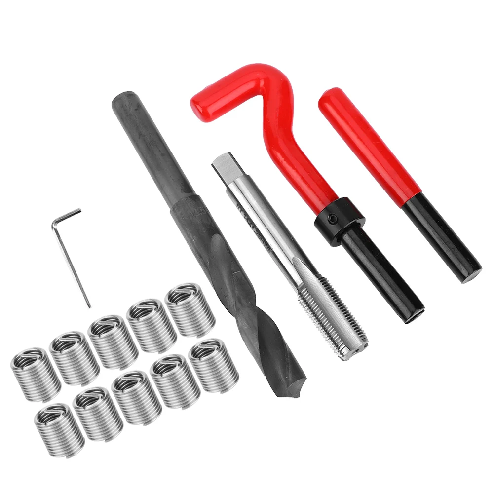 Kit di riparazione filettatura Chiave per trapano intrecciata in acciaio inossidabile Inserto filettato per strumento di inserimento rubinetto per auto M14x1.25