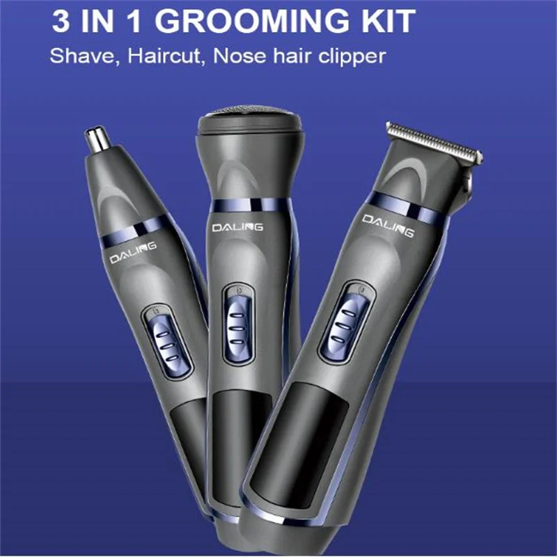 

3 In 1 Face Grooming Trimmer For Men T Blade Precision Style Clipper Stubble Beard Mustache Shaver Cordless Nose Haircut Razor