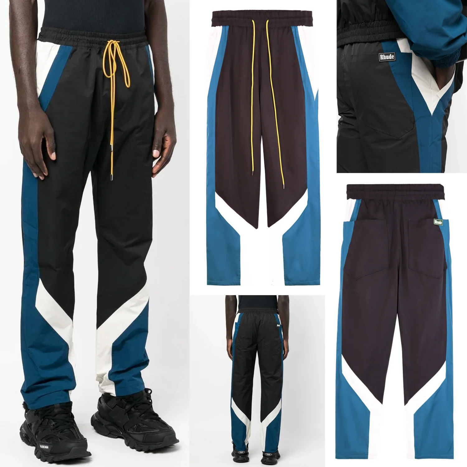 

Casual Loose Outdoor Sports Pants Color Blo Design Breathable Polyester Fiber Straight Leg Pants for Young Men Summer Wear
