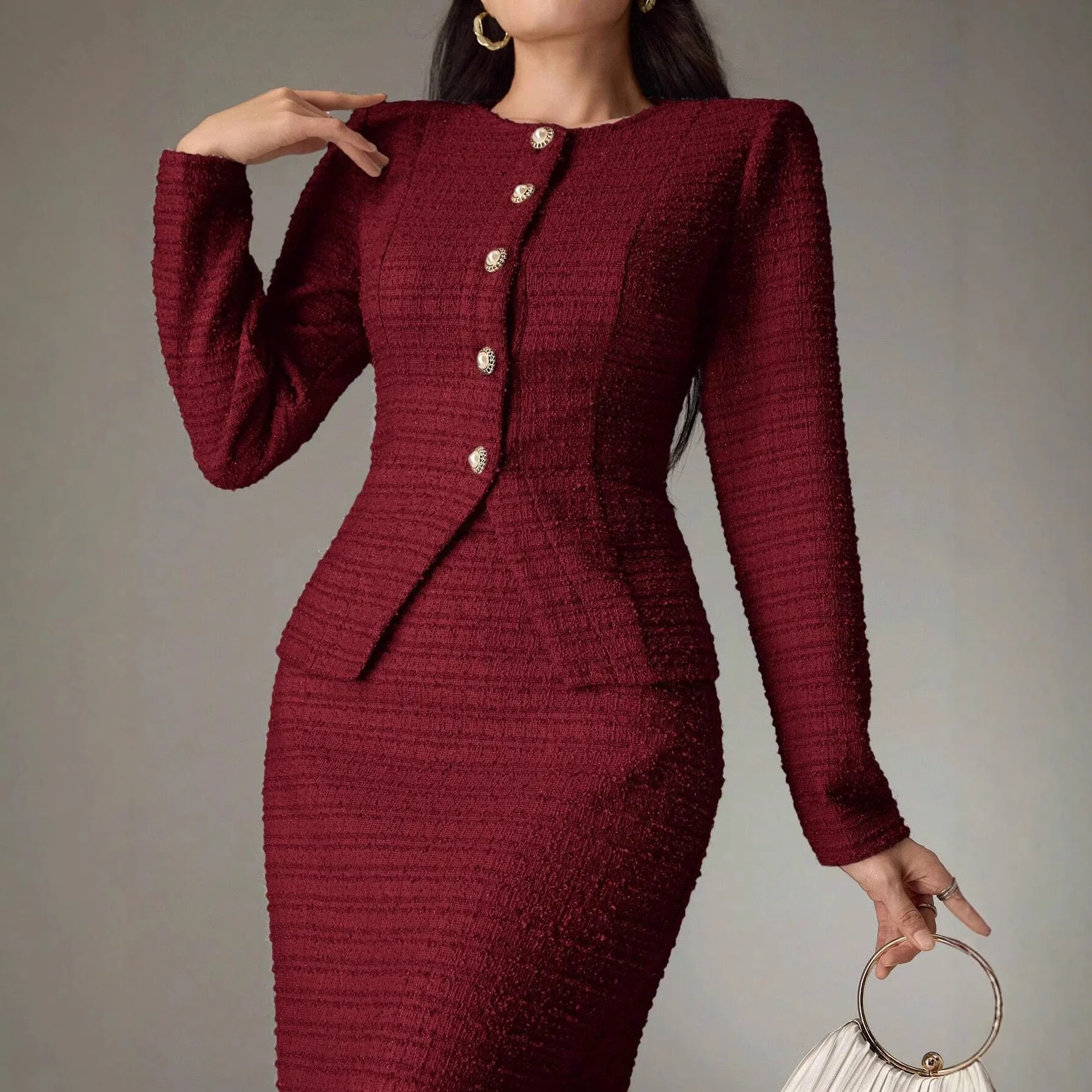 Women's Two-piece Set Dress Elegant Femme Bandage Clothing Robe