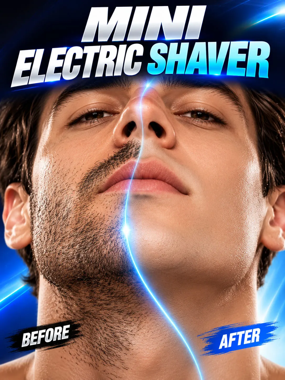 男性用ロータリー式電動シェーバー。小型で充電式、シェービングヘッドが可動し、水洗い可能。毎日のメンテナンスに最適な携帯用グルーミングデバイス。