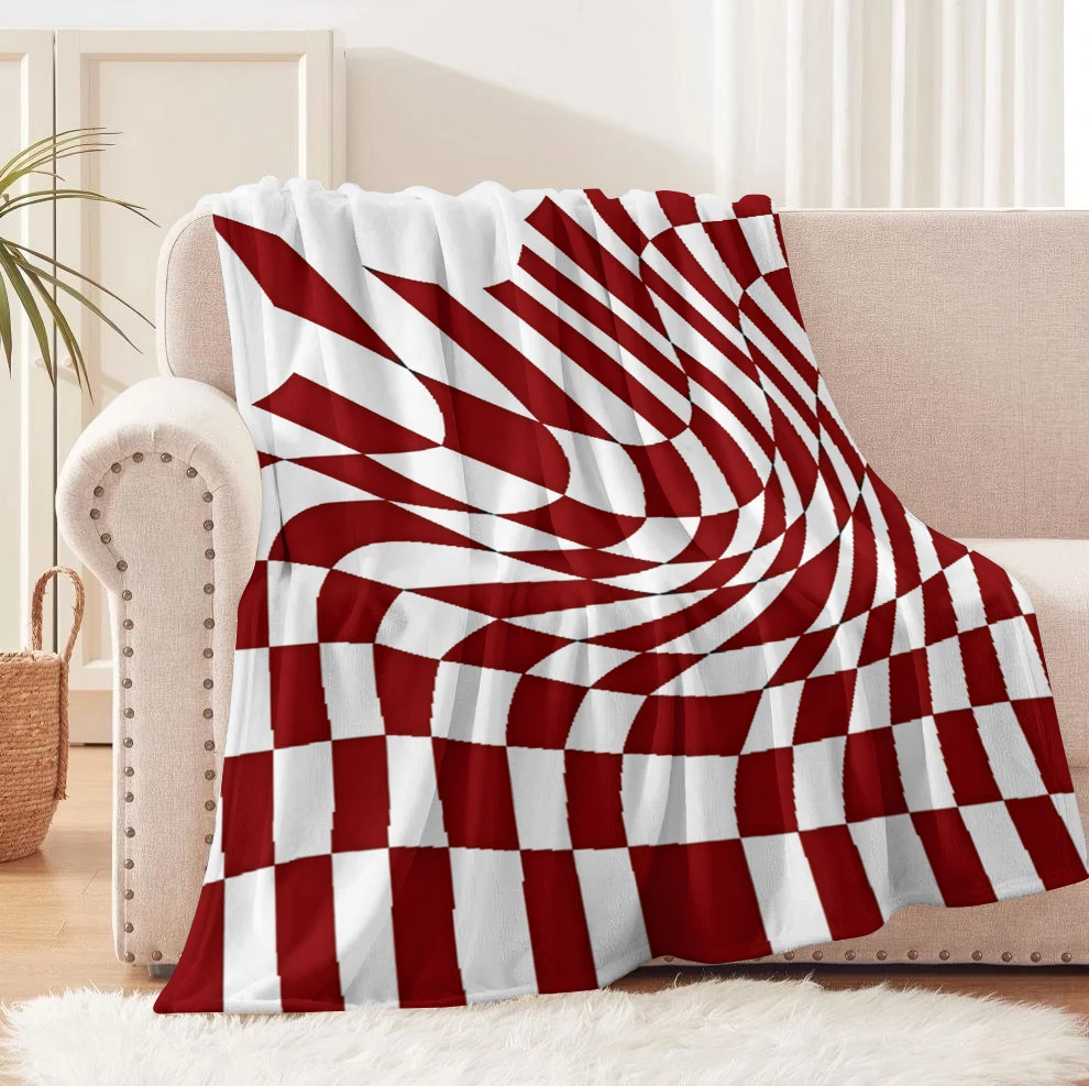 1PC Blanket Checkerboard arts Flannel Thin blankets for Home Car Naps Camping Festival Perfect gifts to Mom Dad four season use