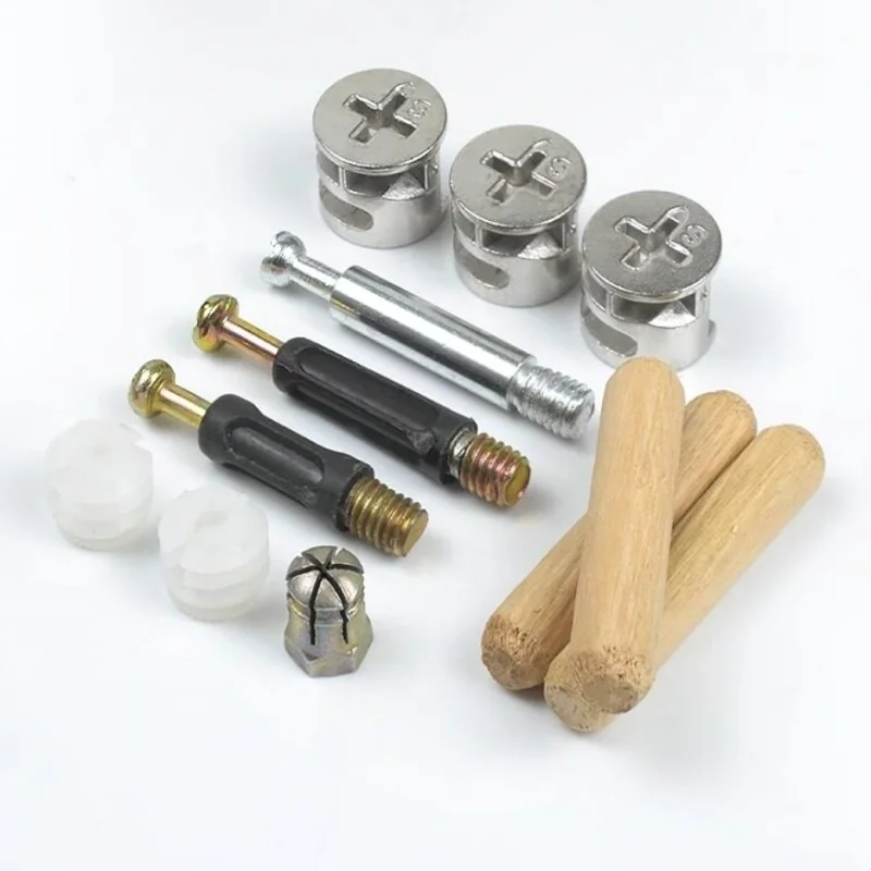 Furniture Connectors 3-in-1 Screw and Nut Set For Wardrobe And Cabinet Wooden Board Assembly Fixing Accessories