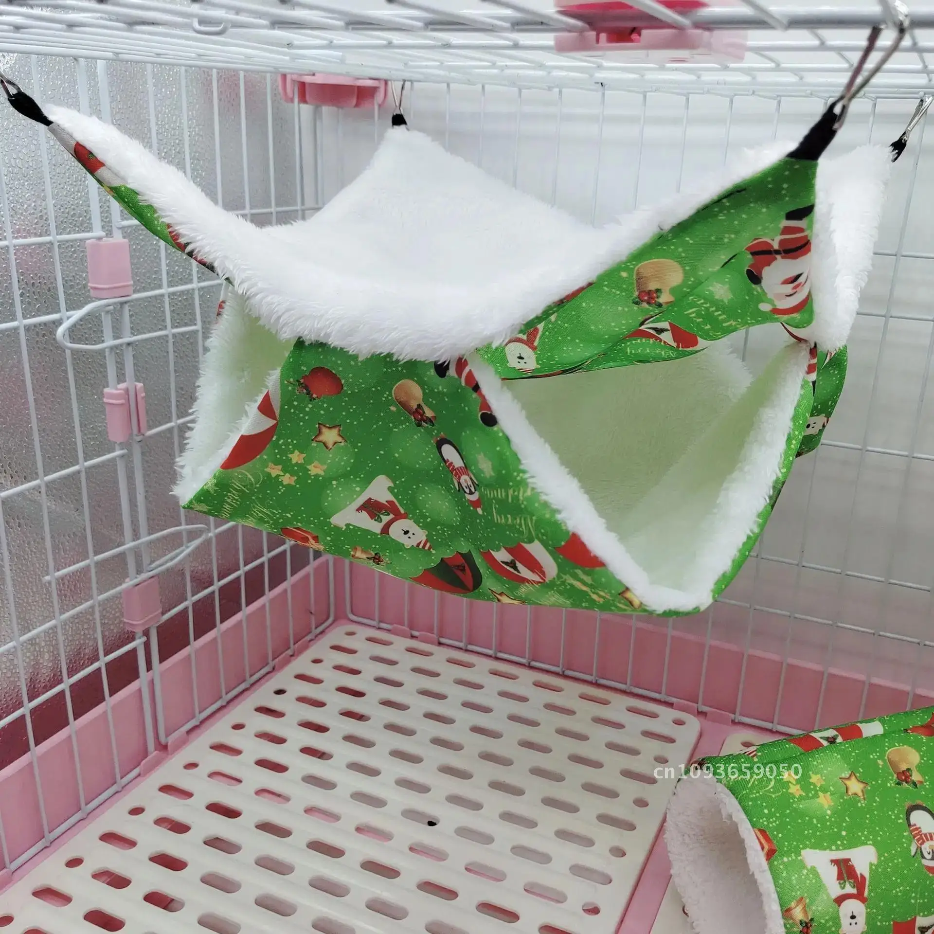 

3Pcs/set Christmas Pattern Hamster Cage Hammock Accessories Toy Pigs Rabbit Guinea Sugar Hamster hideout Tunnel Glider for