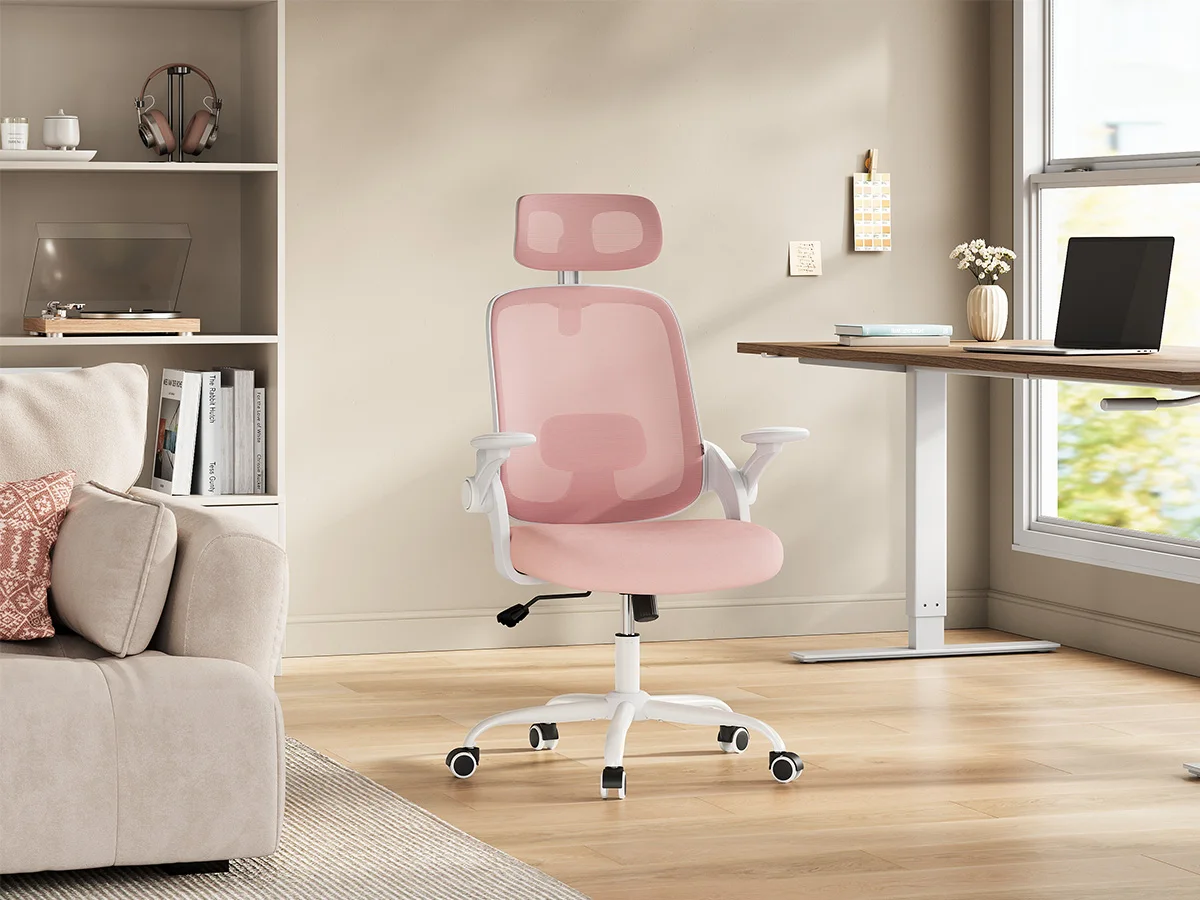 WOLTU Ergonomischer Bürostuhl aus Netzstoff, anhebbarer Gaming-Stuhl, drehbarer Computerstuhl mit Kopfstütze, verstellbare Lendenwirbelstütze, hohe Rückenlehne – Detail 33