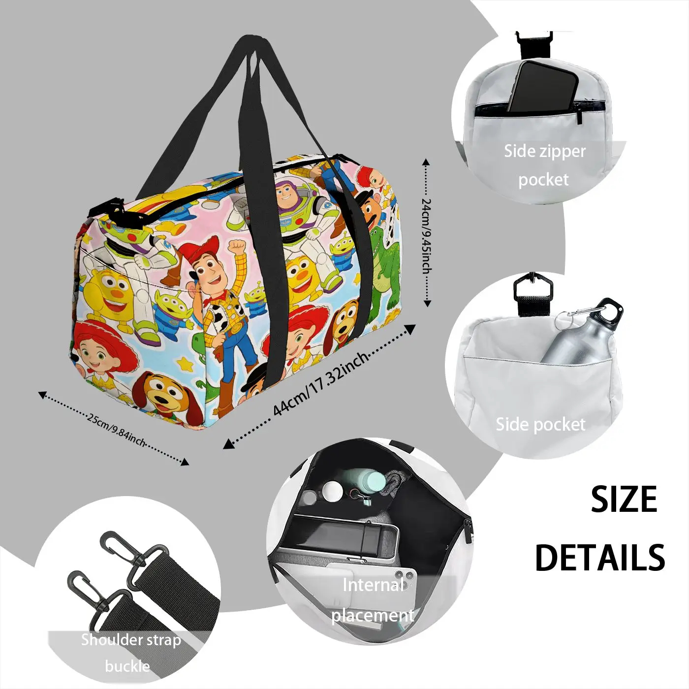 

Buzz Cartoon Print Duffel Bag Friendly Travel Weekender Bag for Beach Business Trip