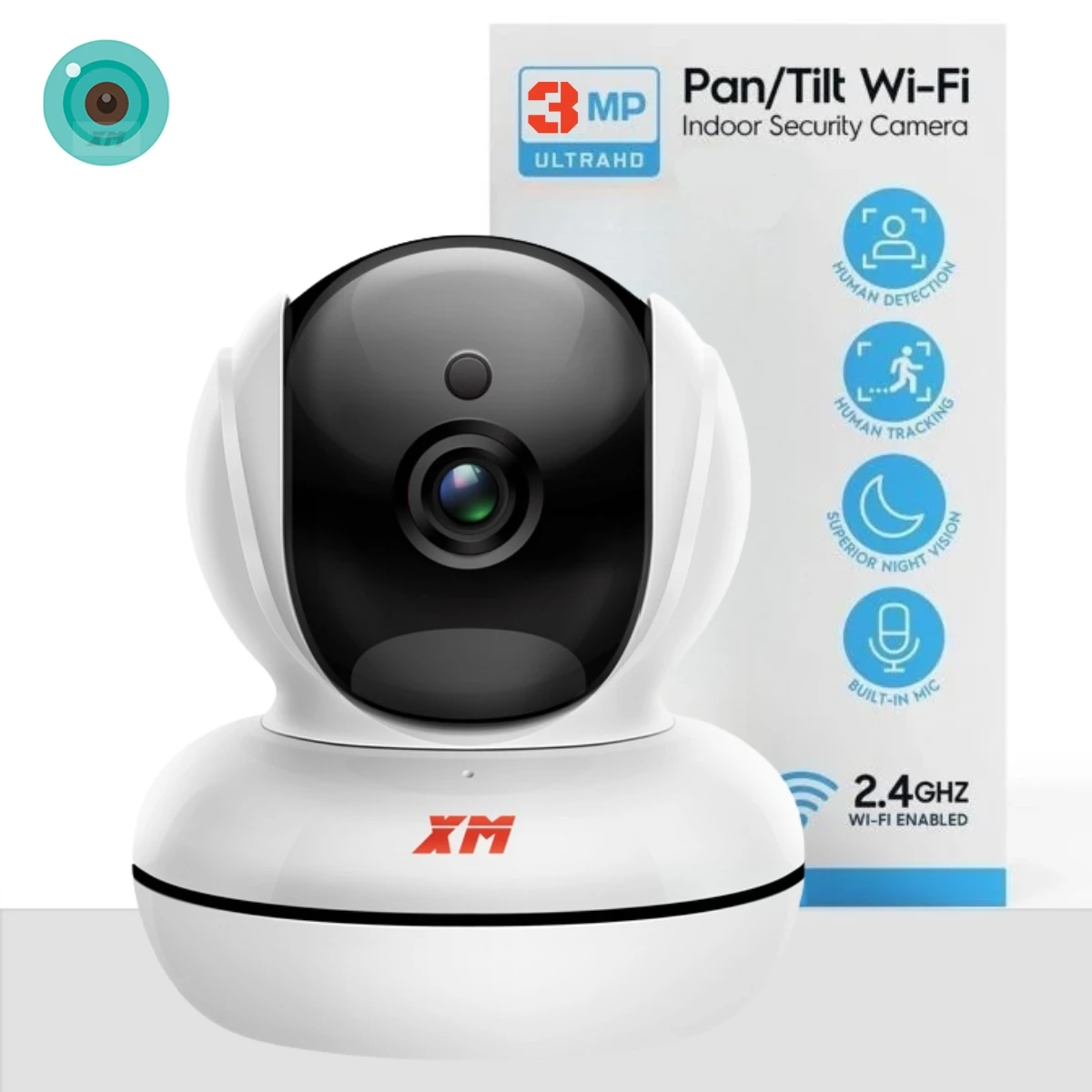 XM ICSee 3MP 2.4GHz WiFi Indoor Home Security IP Smart Baby Monitor Camera Automatic Tracking 24/7 Video Surveillance PTZ Camera