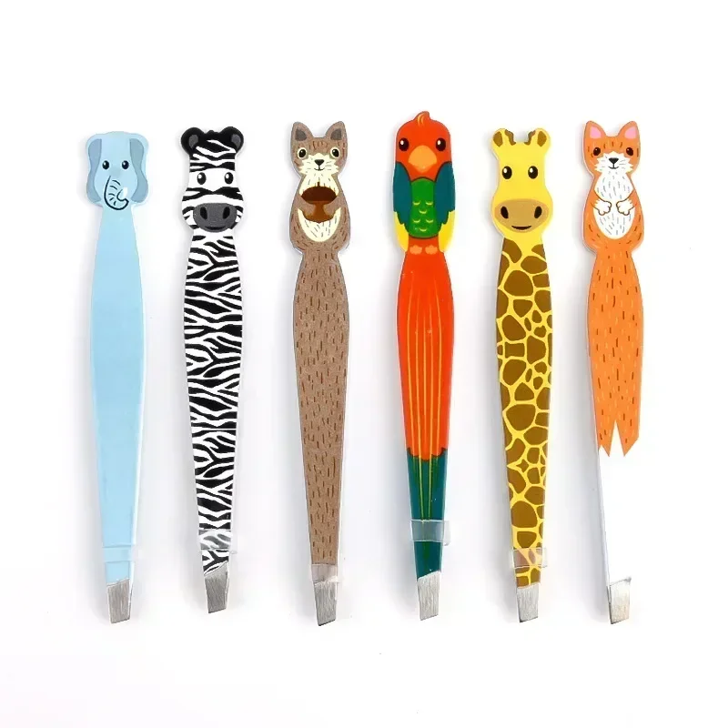 Cartoon Animals Eyebrow Tweezer Colorful Hair Beauty Fine Hairs Puller Stainless Steel Makeup Eye Brow Clips Removal Tools