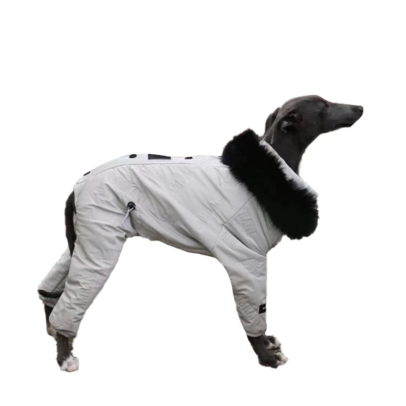 Winter 4-legged Cotton-padded Hooded Dog Clothing Warm Comfort Greyhound Coat Waterproof Small Medium Large Dogs Jacket