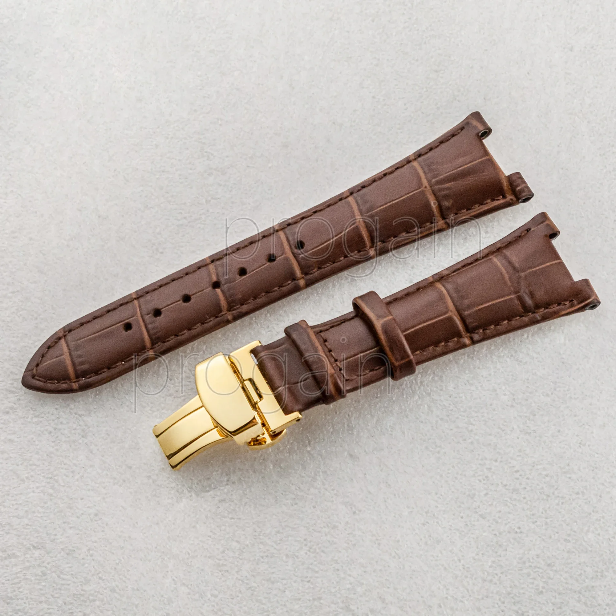 Classical 25mm Genuine Leather Watchbands With Butterfly Buckle Wristwatch Strap watch replacements mod Parts