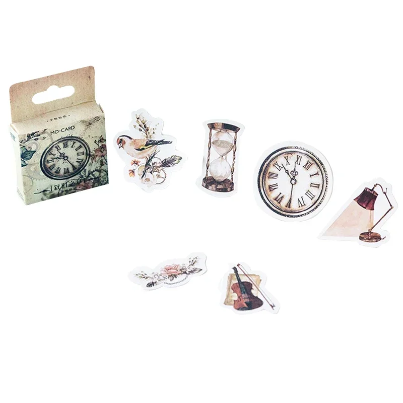 46pcs/pack MoMo Nostalgia Chapter Sticker Set 46 pcs Boxed Vintage Scrapbooking Decals Retro Scenes for Journaling & Collage