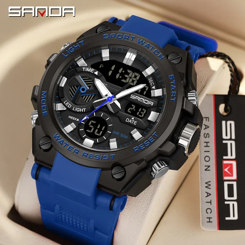 

Sanda 3311 Student Youth Fashion Trend Military Style Men's Multi functional Night Light Waterproof Electronic Watch