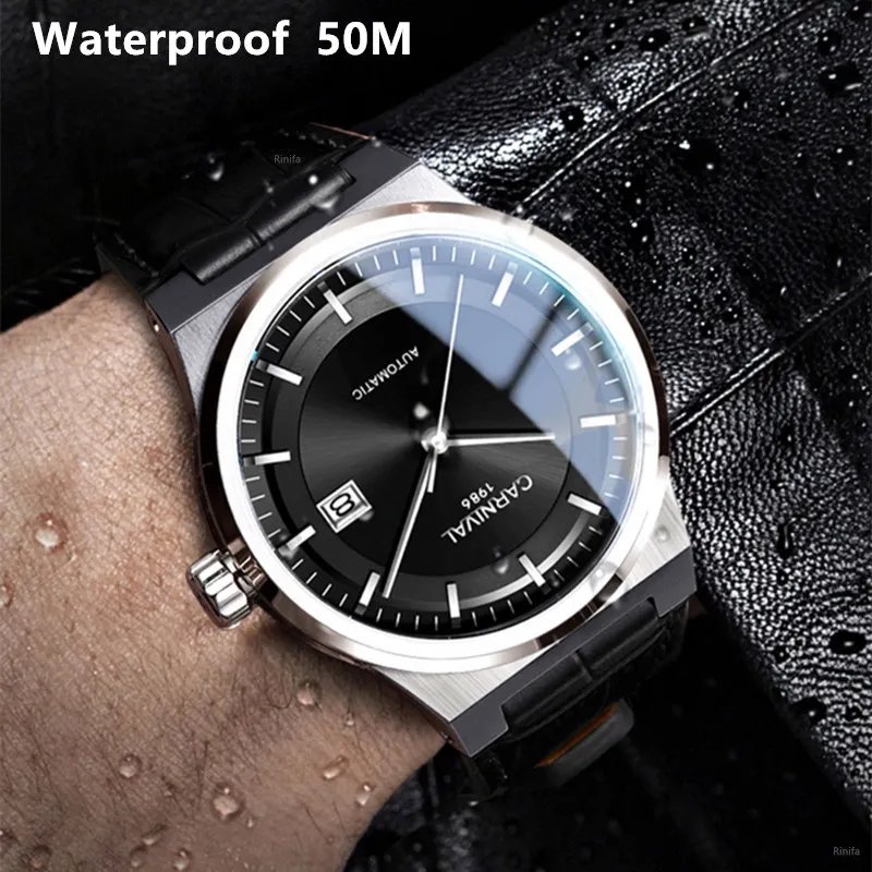 CARNIVAL Mechanical Business Watch For Men Brand Luxury Automatic Wrist Watch 50M Waterproof 2023 Reloj Hombre Sapphire MIYOTA