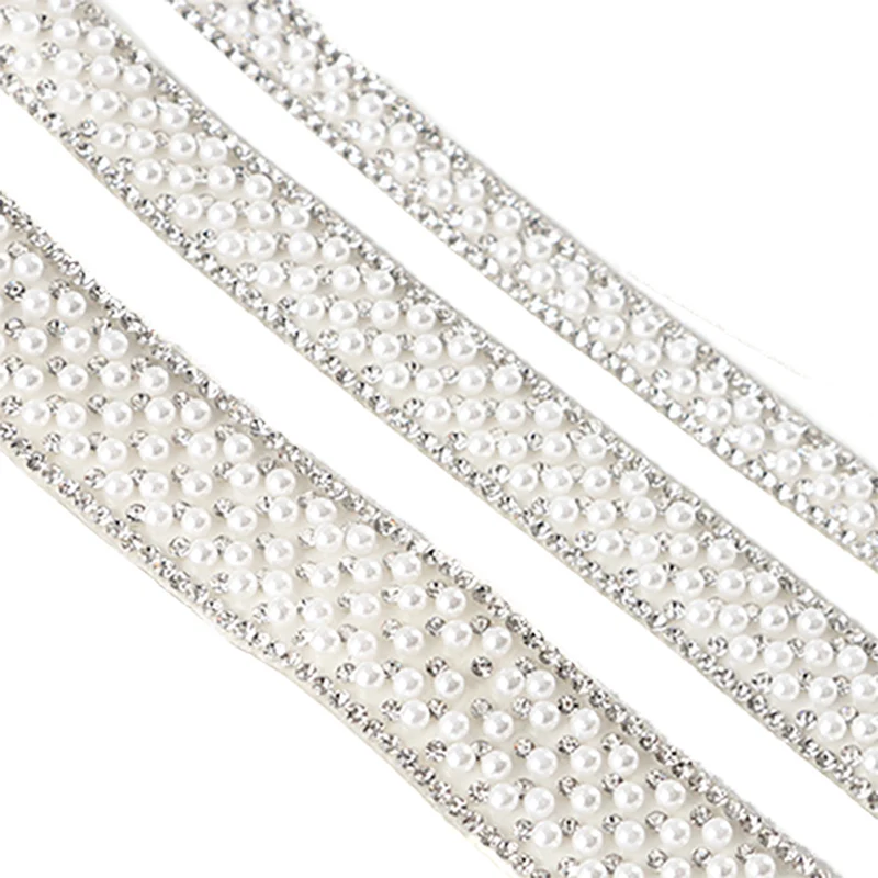(1 yard/bag) Pearl diamond lace self-adhesive diamond DIY wedding decoration handmade materials Valentine\'s Day gift decoration