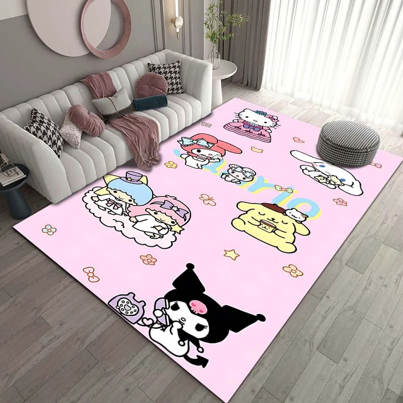 Tapete Kawaii Sanrio antiderrapante para meninas, Tapete do jogo, Decoração do quarto rosa, Tapete da área do quarto, Sala de estar, Quarto, Casa, Japão, Sanrio