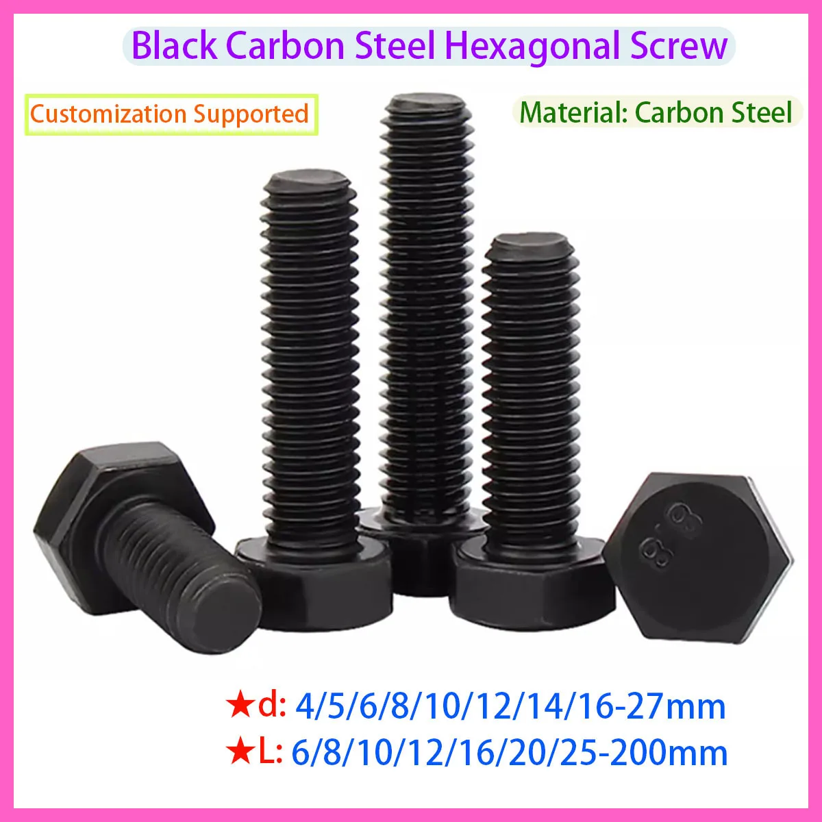 

Black Carbon Steel Hexagonal Head with Serrated Flange Cap Screw Bolt M5 M6 M8 M10 M12 M16