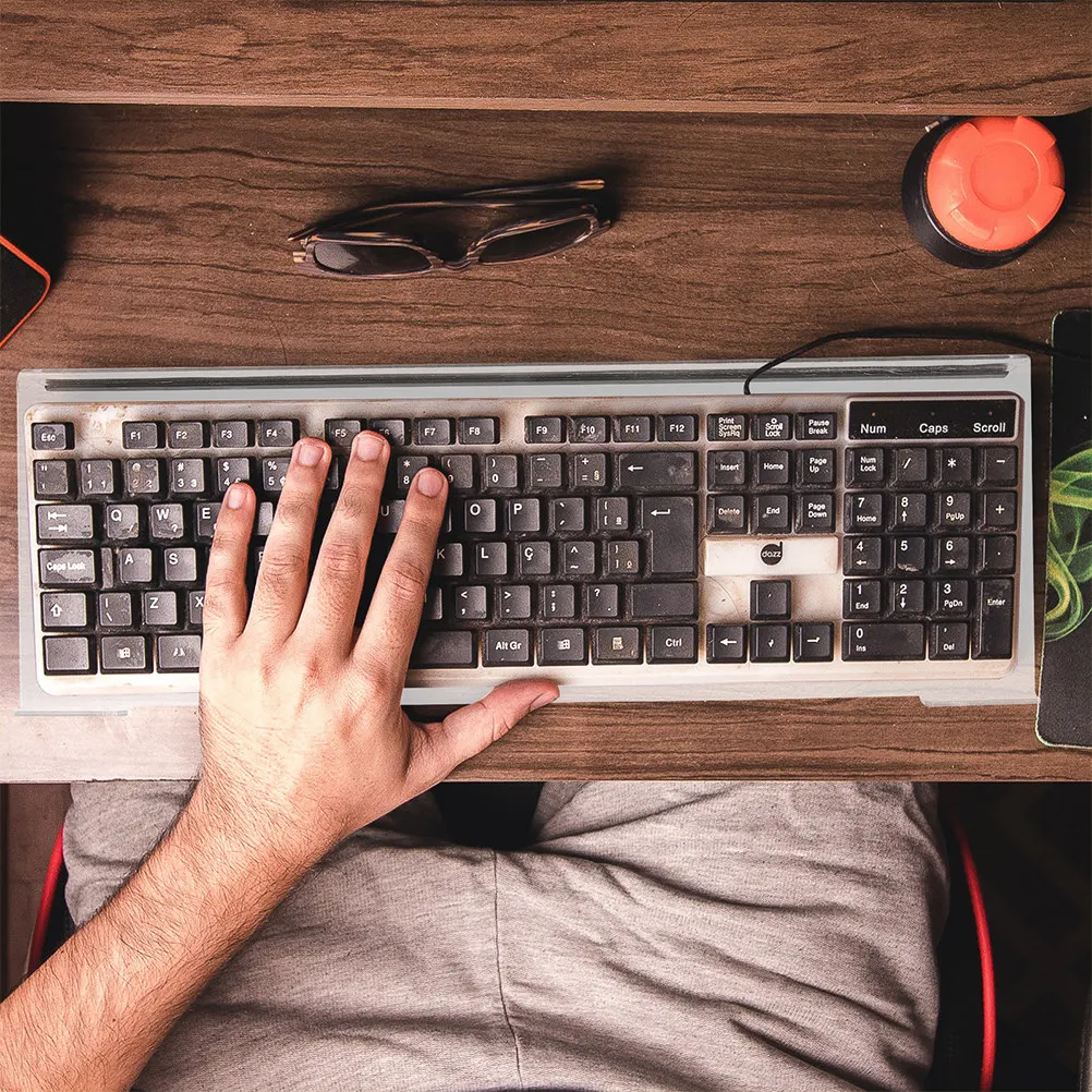 

2 шт. прозрачные акриловые подставки для клавиатуры, наклонные, эргономичные, для настольных компьютеров, офиса, игровых систем, с гладкими краями, удобные