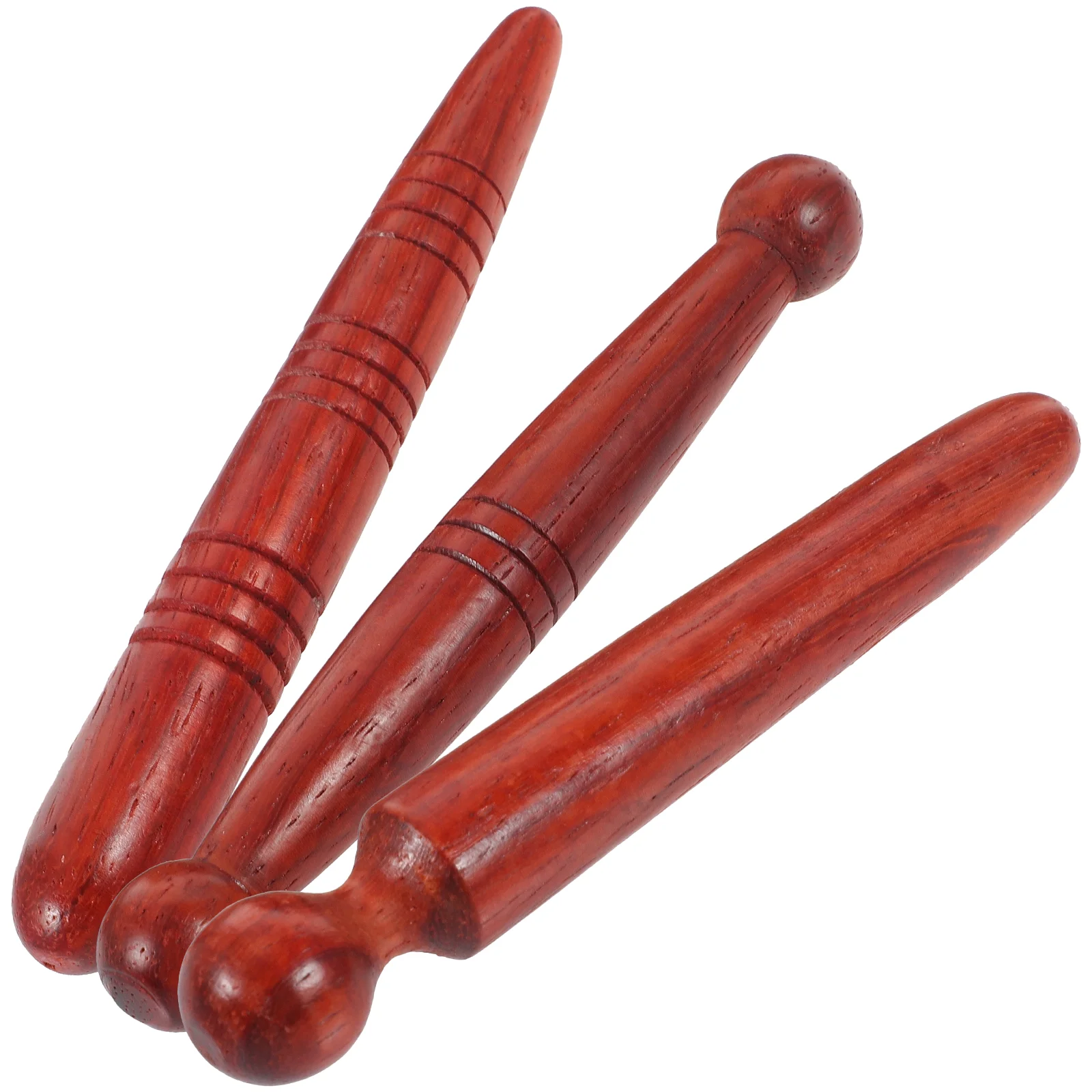 3 Pcs Foot Massage Tool Facial Pen Reflexology Tools Tiger Tail Muscle Roller Wooden Stick Massager Acupuncture