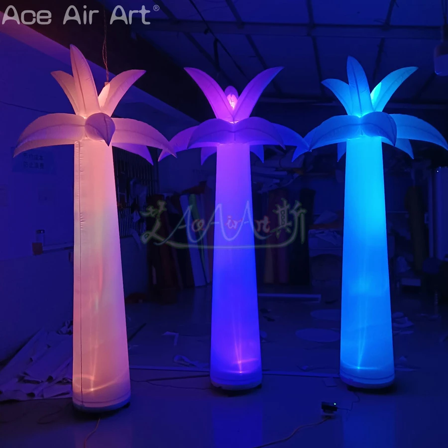 3 Pieces Inflatable Palm Tree Chamaerops Excel with Colorful Led Light for Yard Decoration and Events