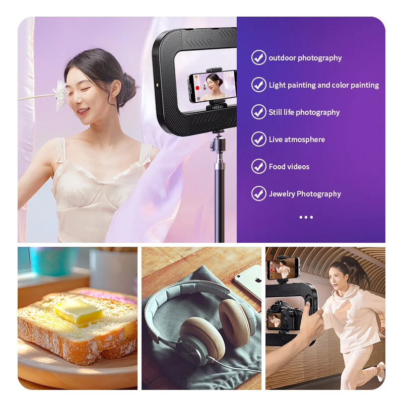 Handheld Ring LED Oplaadbaar invullicht Draagbare mobiele telefoon Live-uitzending Fotografie Desktop Selfie Light