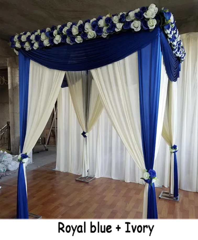 3x3x3M Double Layer Wedding Canopy Chuppah Curtain Wedding Backdrop Square Canopy Party Stage Centerpieces NO Flowers