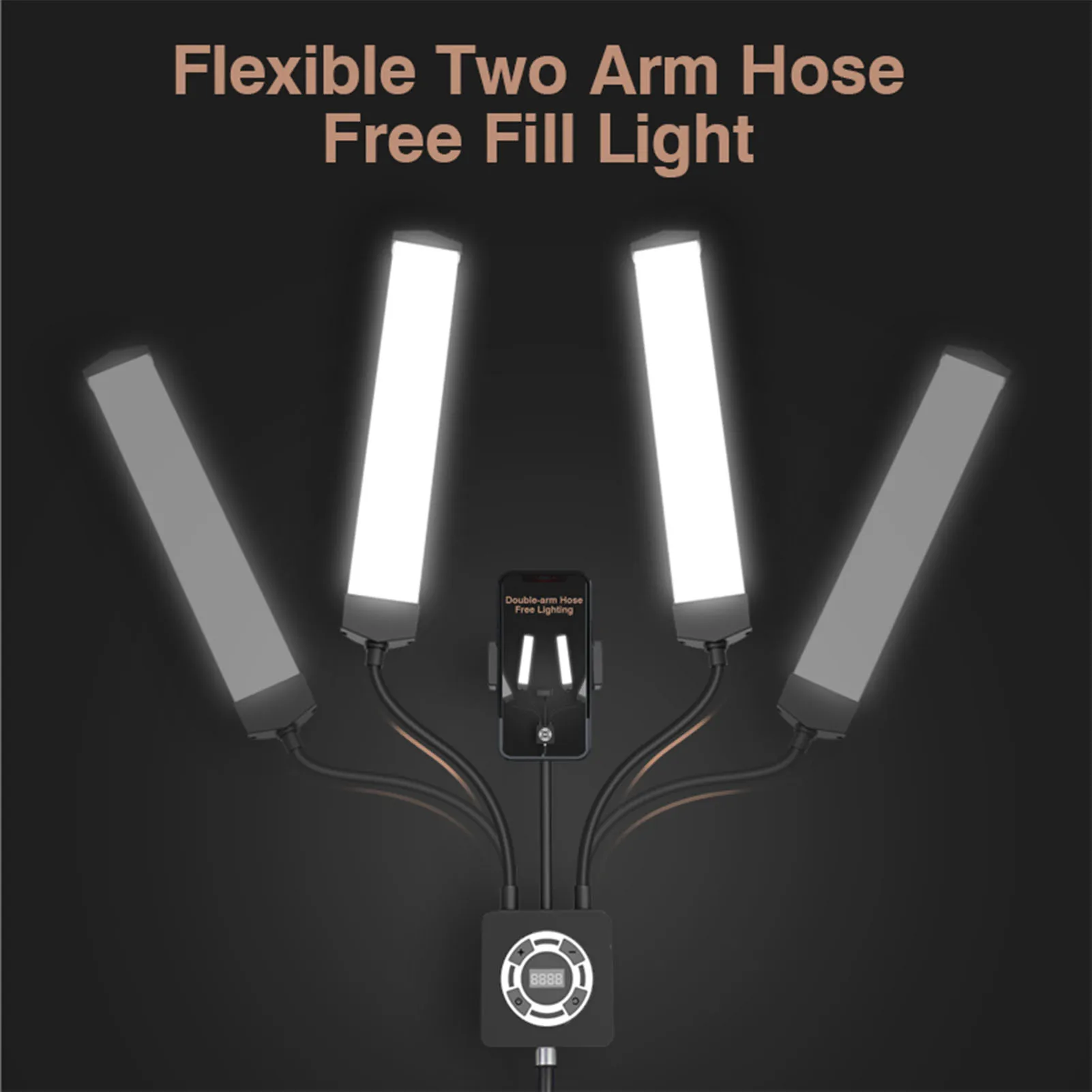 40 واط مزدوجة الأسلحة LED ملء الضوء مع حامل هاتف 3200K ‐ 5600K قابلة للطي 3 طرق LED عصا ملء الضوء للتصوير الفوتوغرافي بالفيديو المباشر #3