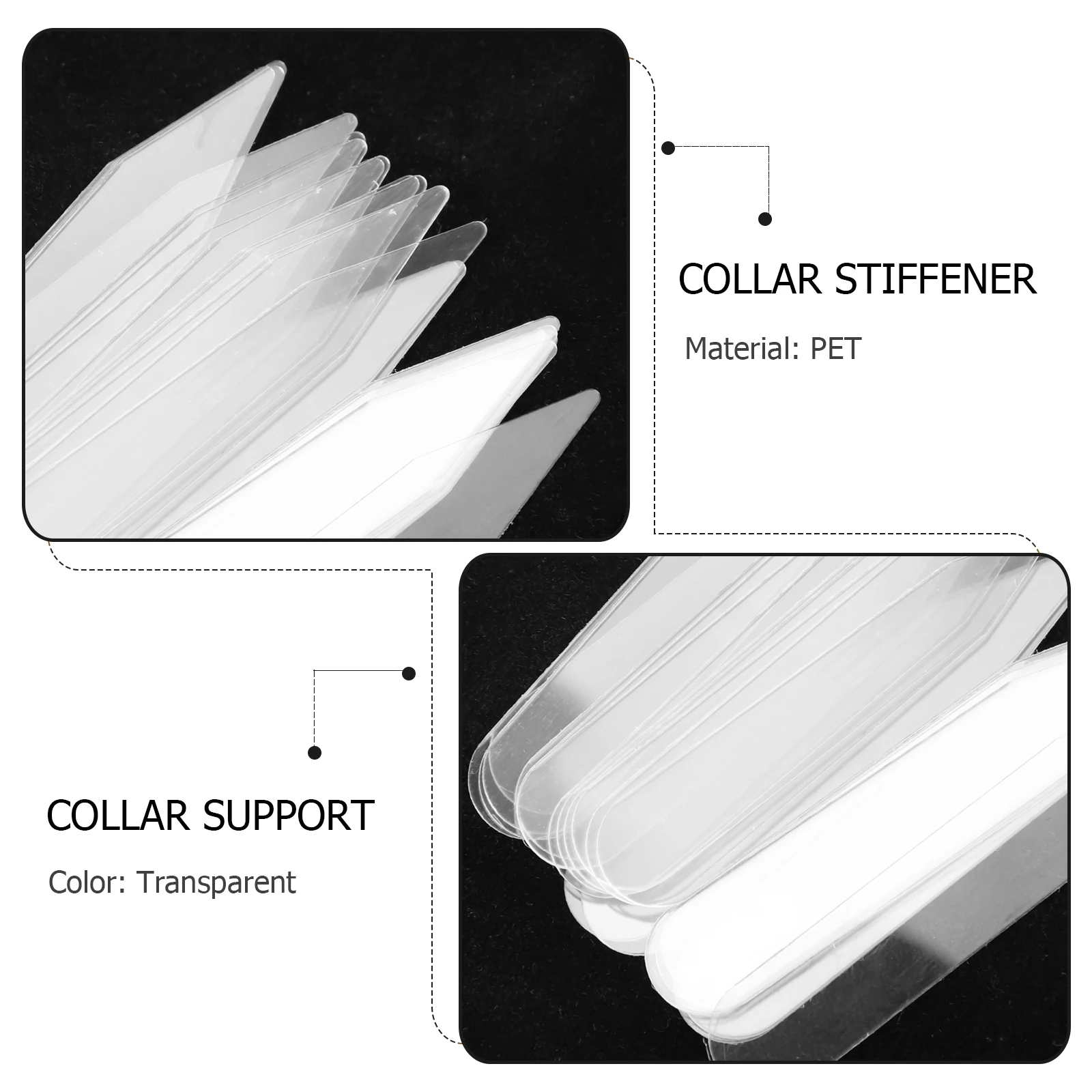 

300pcs Collar Stay Transparent Shirt Stiffener Plastic Extender PET Material Lightweight Durable Reusable Mens