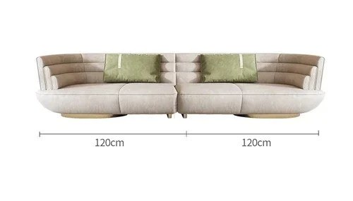 Italian baxter curved sofa light luxury frosted fabric sofa living room modern minimalist corner sofa designer