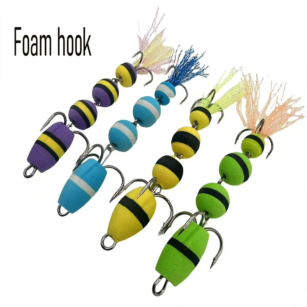1 pacote de pesca offset isca macia grande conjunto de isca de pesca isca macia espuma isca de natação oscilação isca de baixo preto com isca artificial portátil gancho de peixe