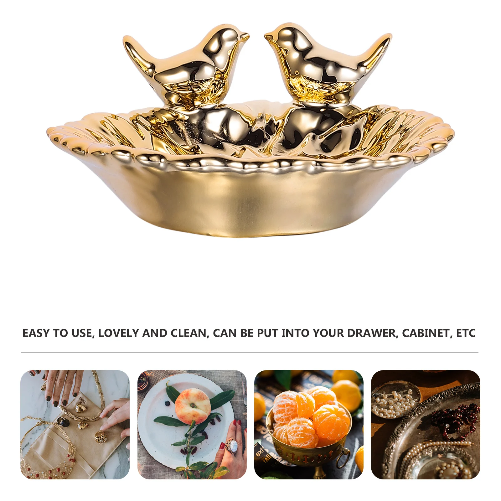 

Золотой керамический поднос для ювелирных изделий, декоративный органайзер для колец, тарелка для коллекции драгоценных ювелирных изделий, креативное блюдо для хранения