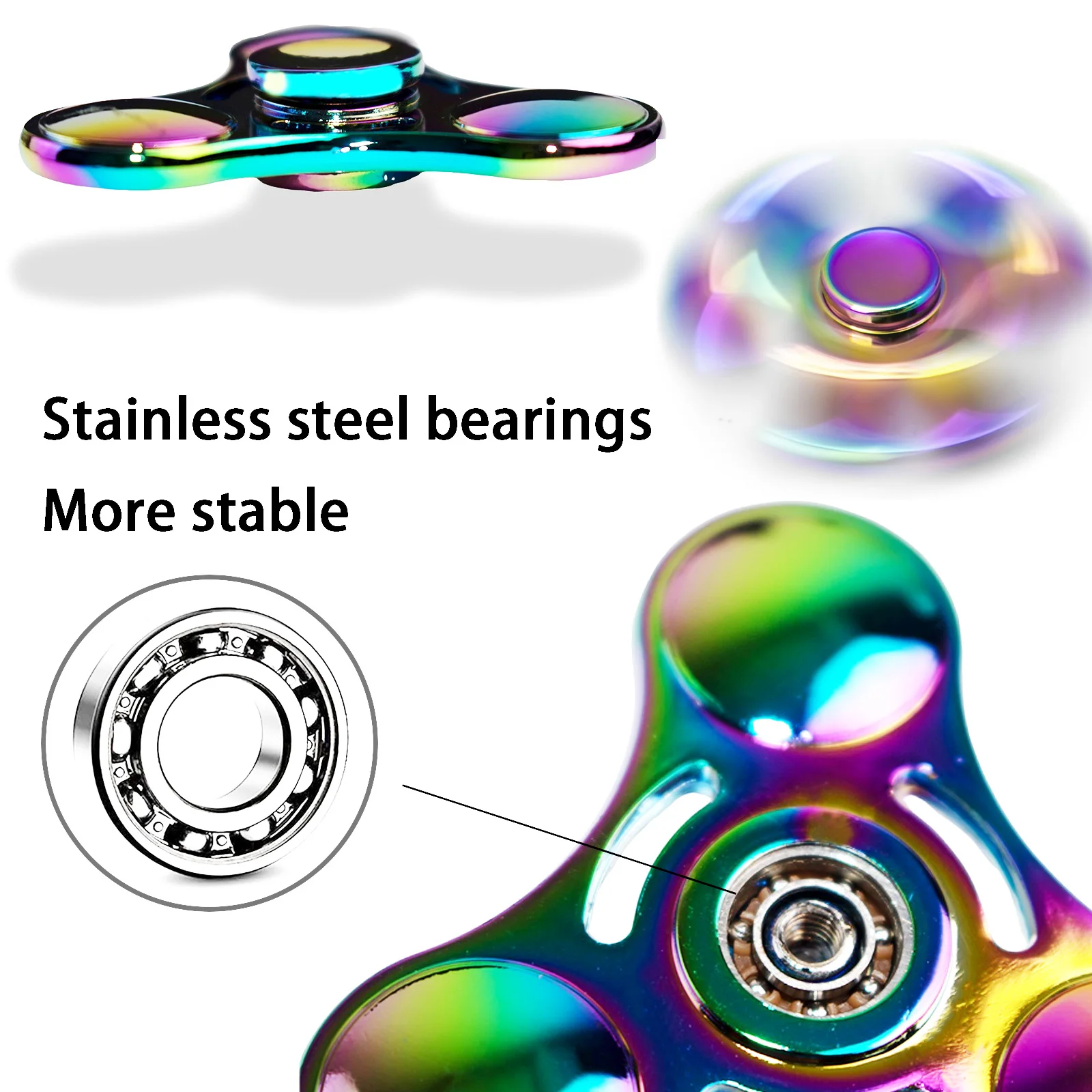 Roestvrijstalen Fidget Spinner 3 Minuten Meer-Hoge Snelheid Precisie Metalen Handspinner Voor Edc, Adhd, Angst