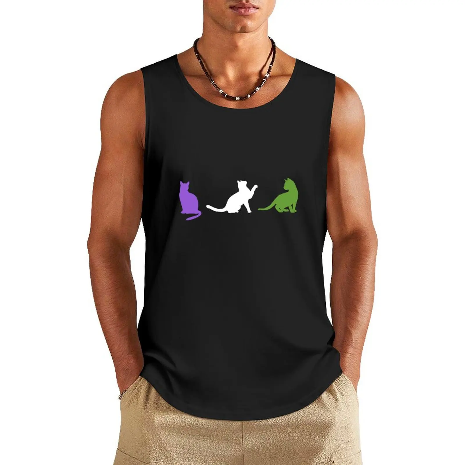 

Gender Queer Cats. Genderqueer Pride Tank Top bodybuilding man tops