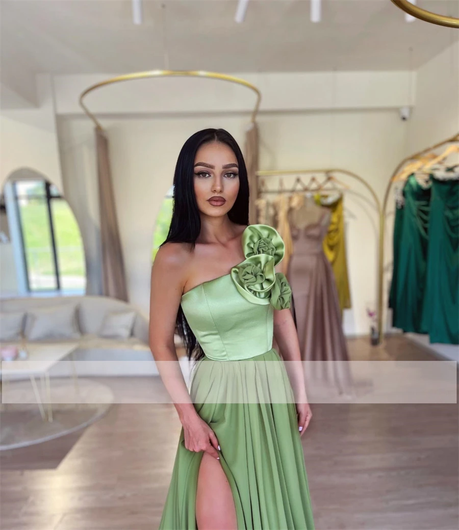 Off Shoulder Satin Prom Dress A-Line Sleeveless Long Evening Dresses Sexy Side Split Backless Zipper Formal Party Gowns 2025