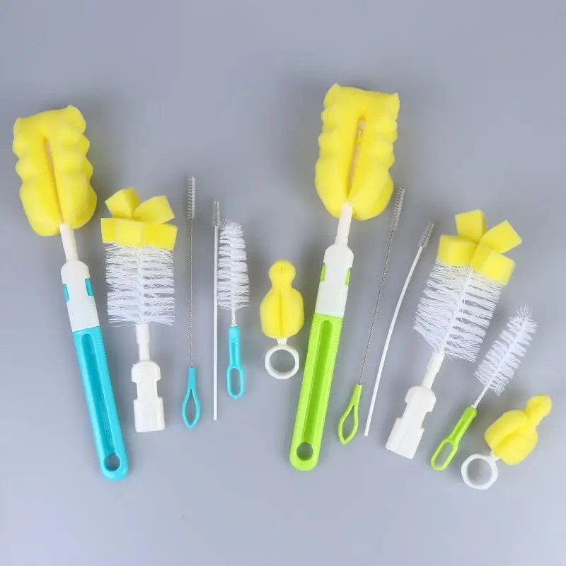 Portable Bottle Cleaning Brush 360 Degree All Round Cleaning Nipple Scrubber for Travel Outdoor Baby Bottle Washing