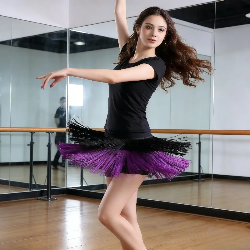 

Юбка с бахромой для латиноамериканских танцев, женский костюм для выступлений, юбка для чачи и румбы, короткая юбка для тренировок, для взрослых женщин