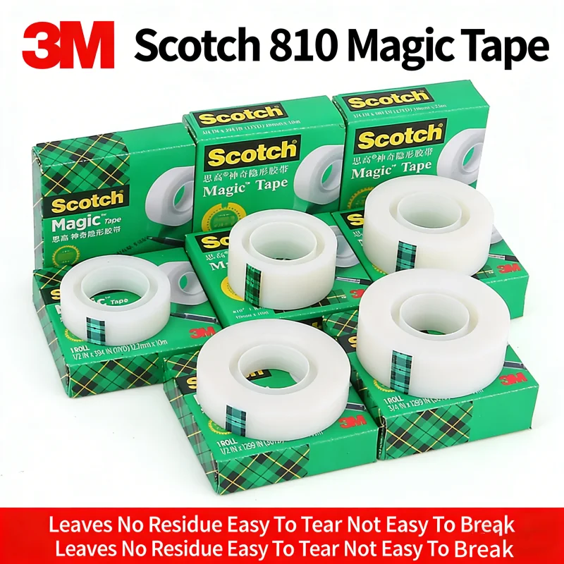 3M Scotch 810 Invisible Adhesive Tape No Trace Writable Hand-Torn Transparent Tape Home Office Supplies Student Correction Tape